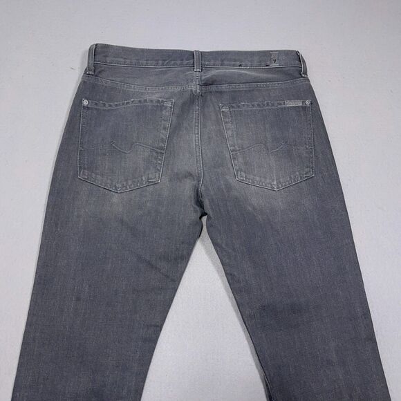 7‎ for all Mankind Jeans Mens 31x28 Slimmy Slim Straight Leg Gray Distressed - Picture 9 of 11